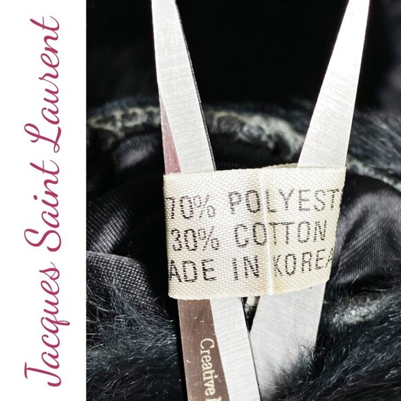 JACQUES SAINT LAURENT VINTAGE 80’S REVERSIBLE BLACK FAUX FUR JACKET, SIZE SMALL - Picture 7 of 12
